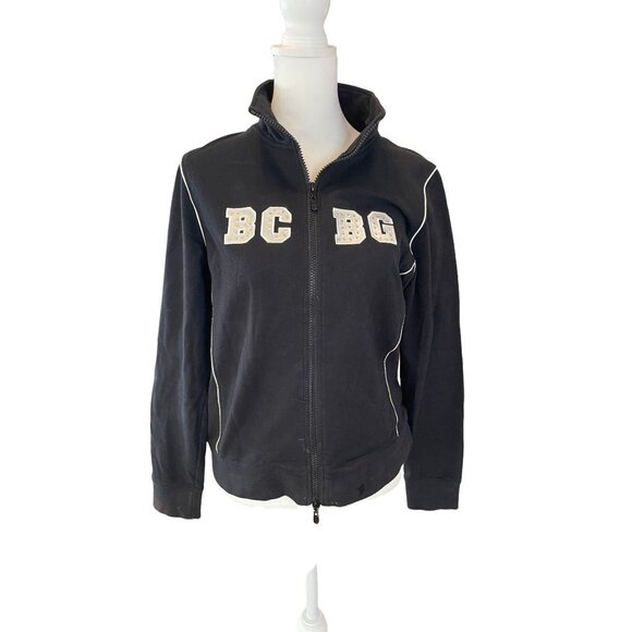 BCBGMaxazria Y2K Black Athletic Full Zip Jacket with Rhinestones - Picture 1 of 11